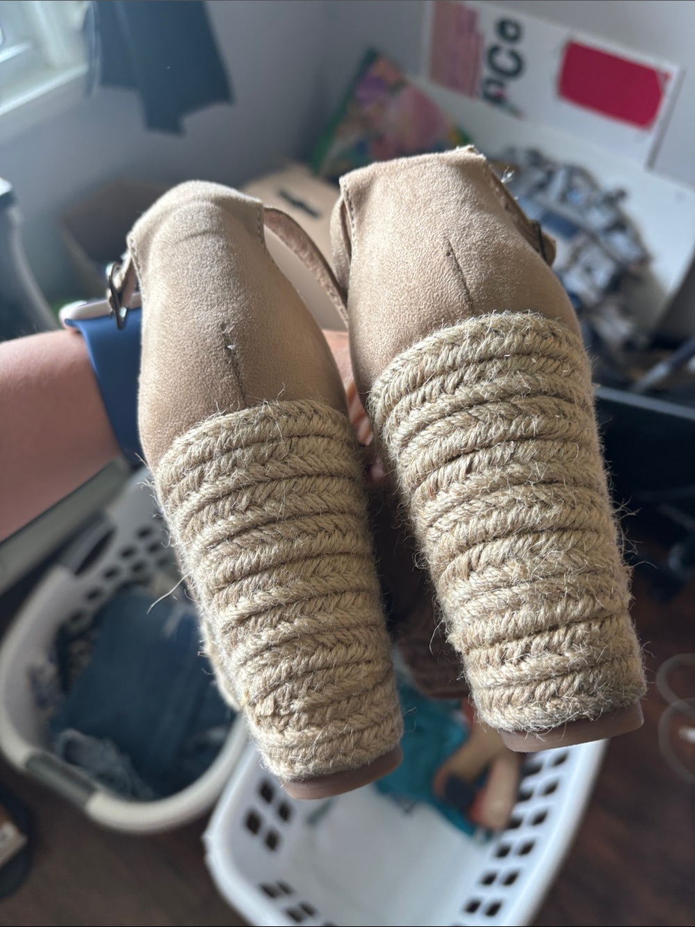 Not Rated Beige Woven Espadrille Wedge Sandals - Picture 5 of 5